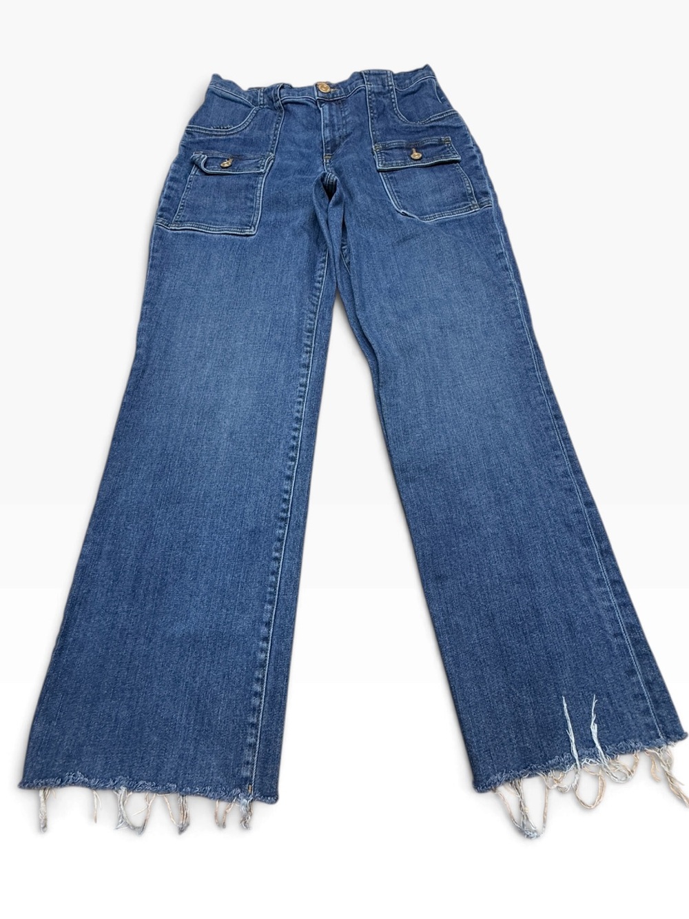 KUT from the Kloth Avery Easy Straight Leg Jeans Raw Frayed Hem Size 6